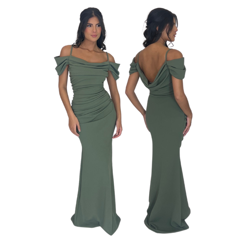 VIENNA RUCHED FISHTAIL W/ SLEEVES (Made to measure & available in 20+ colours)