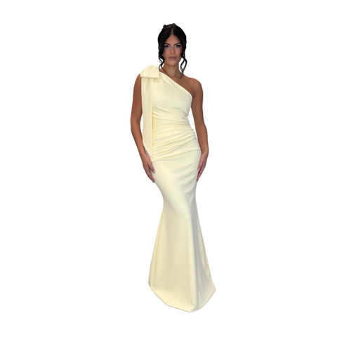 BOW SHOULDER THEA RUCHED FISHTAIL (30 colours available) Bridesmaid by JB BOW SHOULDER THEA RUCHED FISHTAIL (30 colours available) Bridesmaid by JB