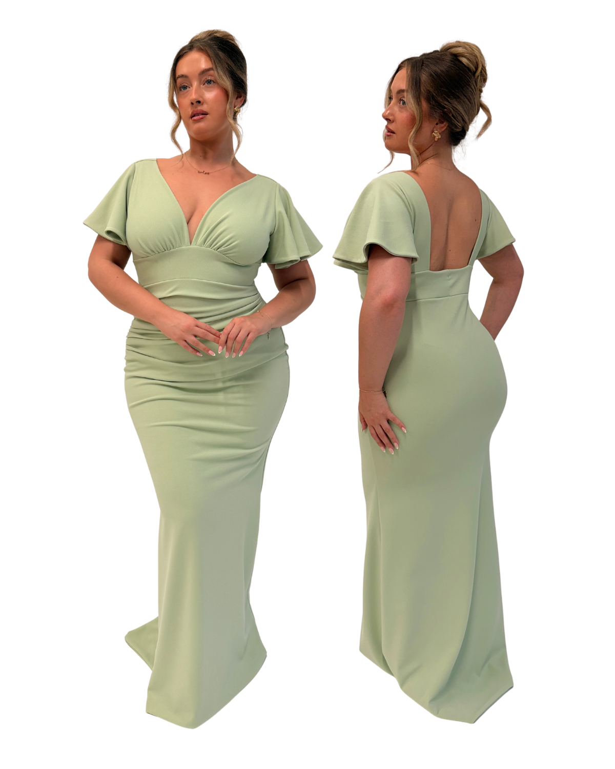 DOLCE RUCHED FISHTAIL WITH FLUTTER SLEEVES (30 colours available)