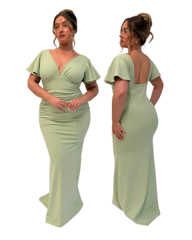 DOLCE RUCHED FISHTAIL WITH FLUTTER SLEEVES (30 colours available)