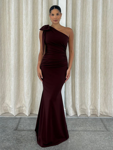 BOW THEA RUCHED FISHTAIL | CHOCOLATE