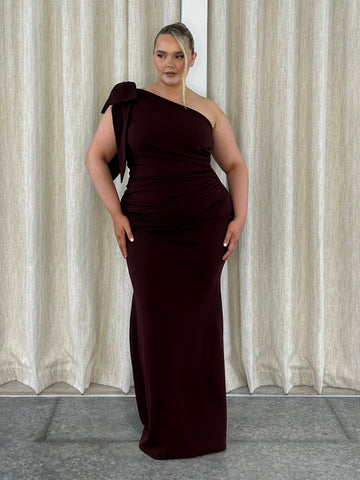 BOW THEA RUCHED FISHTAIL | CHOCOLATE