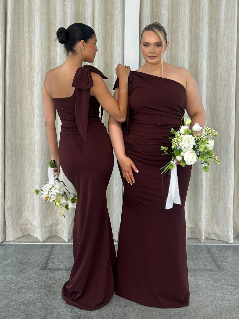 BOW THEA RUCHED FISHTAIL | CHOCOLATE