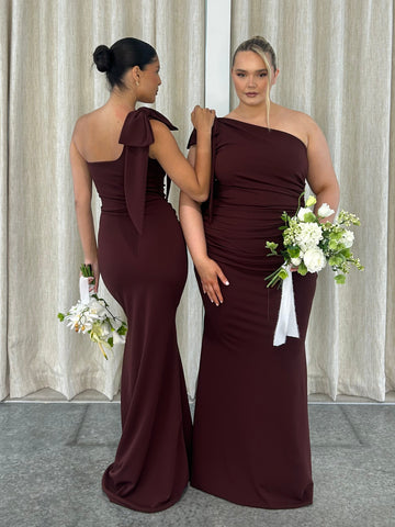 BOW THEA RUCHED FISHTAIL | CHOCOLATE