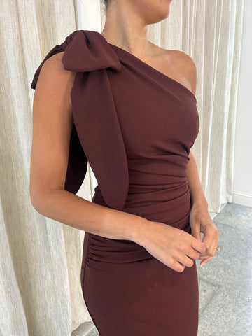 BOW THEA RUCHED FISHTAIL | CHOCOLATE